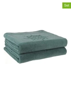 2er-Set: Duschtücher In Dunkelgrün