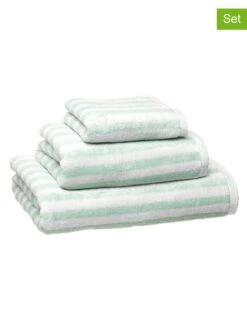 3tlg. Premium-Handtuch-Set In Mint/ Weiß
