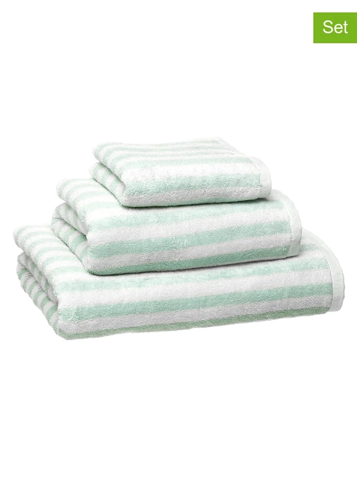 3tlg. Premium-Handtuch-Set in Mint/ Weiß 3tlg. Premium-Handtuch-Set In Mint/ Weiß -Heimtextil Geschäft avance 3tlg premium handtuch set in mint weiss