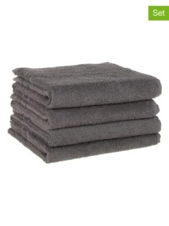 4er-Set: Handtücher In Anthrazit - (L)100 X (B)50 Cm