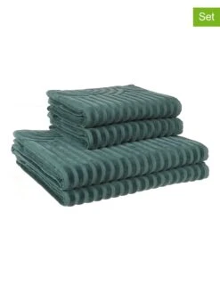 4tlg. Handtuch-Set In Dunkelgrün