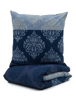 Perkal-Bettwäsche-Set In Blau/ Hellblau