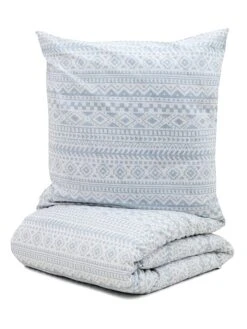 Perkal-Bettwäsche-Set In Blau/ Weiß