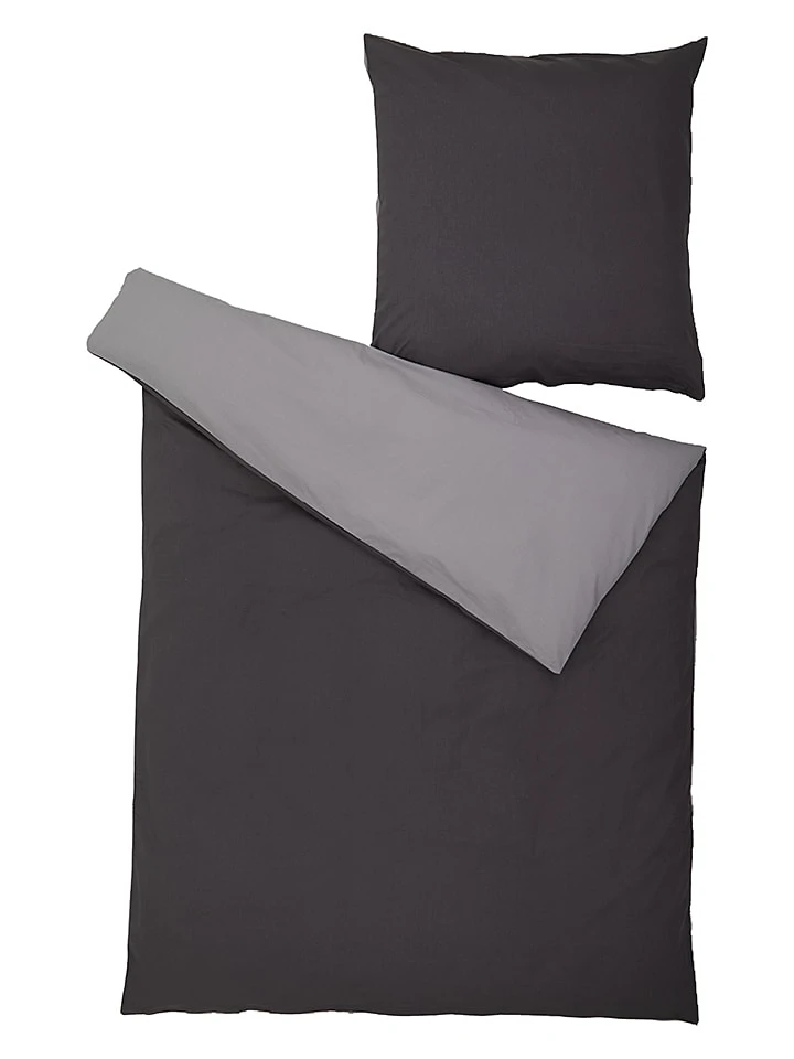Perkal-Bettwäsche-Set in Grau Perkal-Bettwäsche-Set In Grau -Heimtextil Geschäft avance perkal bettwasche set in grau 1