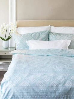 Perkal-Bettwäsche-Set In Mint/ Weiß 3 Perkal-Bettwäsche-Set In Mint/ Weiß -Heimtextil Geschäft avance perkal bettwasche set in mint weiss 3