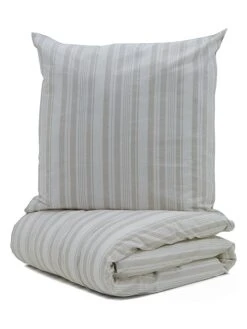 Perkal-Bettwäsche-Set In Weiß/ Beige