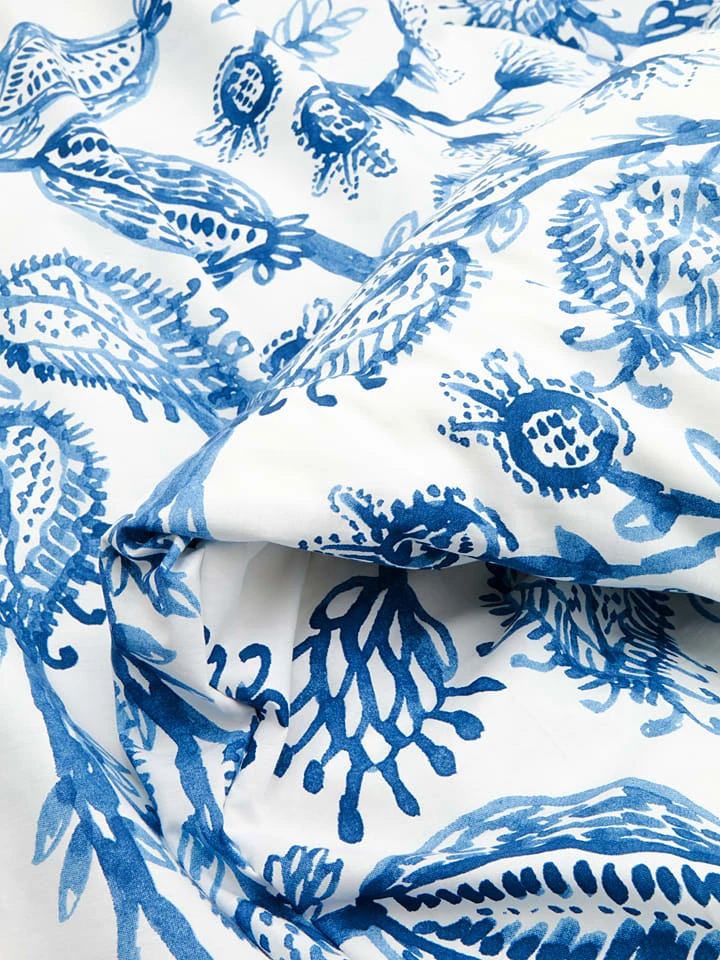 Perkal-Bettwäsche-Set in Weiß/ Blau Perkal-Bettwäsche-Set In Weiß/ Blau -Heimtextil Geschäft avance perkal bettwasche set in weiss blau 2