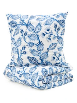 Perkal-Bettwäsche-Set In Weiß/ Blau