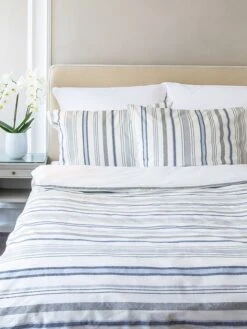 Perkal-Bettwäsche-Set In Weiß/ Blau/ Grau -Heimtextil Geschäft avance perkal bettwasche set in weiss blau grau 3