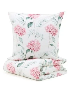 Perkal-Bettwäsche-Set In Weiß/ Rosa