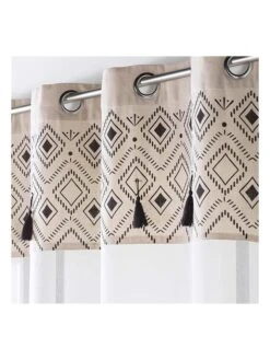 Gardine "Nailka" In Weiß/ Beige/ Schwarz -Heimtextil Geschäft douceur dinterieur gardine nailka in weiss beige schwarz 2