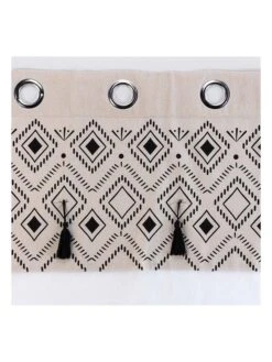 Gardine "Nailka" In Weiß/ Beige/ Schwarz -Heimtextil Geschäft douceur dinterieur gardine nailka in weiss beige schwarz 3