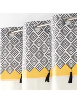 Gardine "Neo Casa" In Weiß/ Grau/ Gelb -Heimtextil Geschäft douceur dinterieur gardine neo casa in weiss grau gelb 2