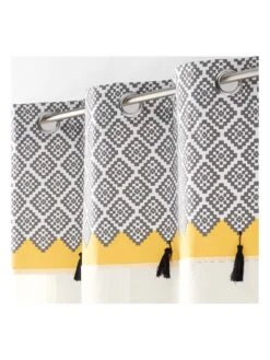 Gardine "Neo Casa" In Weiß/ Grau/ Gelb -Heimtextil Geschäft douceur dinterieur gardine neo casa in weiss grau gelb 3