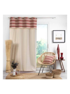 Gardine "Terra Nova" In Creme/ Rot -Heimtextil Geschäft douceur dinterieur gardine terra nova in creme rot 3