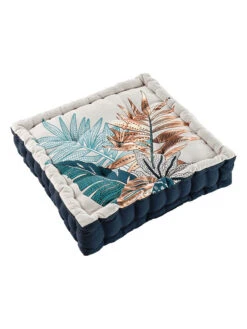 Sitzkissen "Terre Indigo" In Weiß/ Dunkelblau