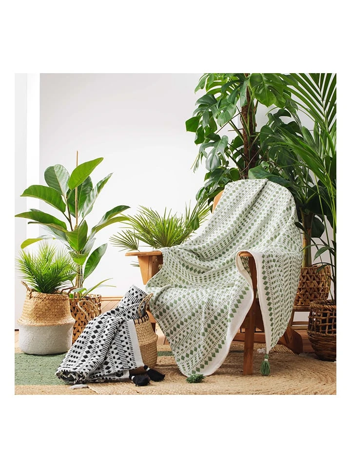 Überwurf "Maldives" in Weiß/ Khaki Überwurf "Maldives" In Weiß/ Khaki -Heimtextil Geschäft douceur dinterieur uberwurf maldives in weiss khaki 1