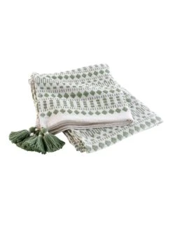 Überwurf "Maldives" In Weiß/ Khaki 3 Überwurf "Maldives" In Weiß/ Khaki -Heimtextil Geschäft douceur dinterieur uberwurf maldives in weiss khaki 3