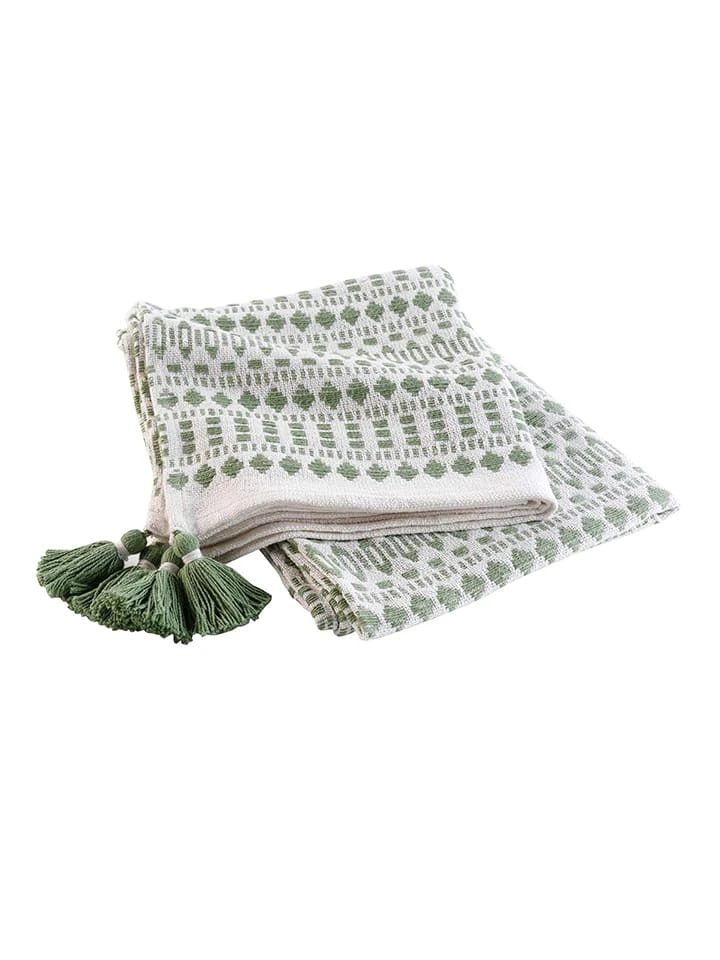 Überwurf "Maldives" in Weiß/ Khaki Überwurf "Maldives" In Weiß/ Khaki -Heimtextil Geschäft douceur dinterieur uberwurf maldives in weiss khaki 3