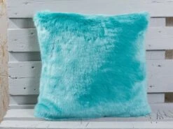 Kissen SHERIDAN Fellkissen Aqua Türkis 45x45