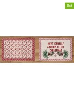 2er-Set: Tischsets "Merry Little Christmas" In Rot/ Beige - (L)45 X (B)30 Cm