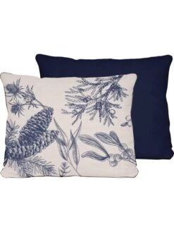 Kissenhülle "White Christmas" In Creme/ Blau - (L)50 X (B)35 Cm