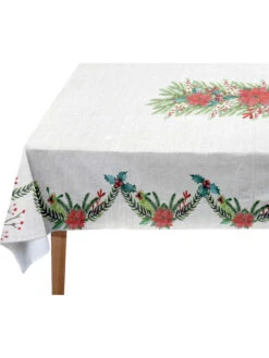 Tischdecke "Christmas Flower" In Weiß/ Grün/ Rot - (L)250 X (B)140 Cm